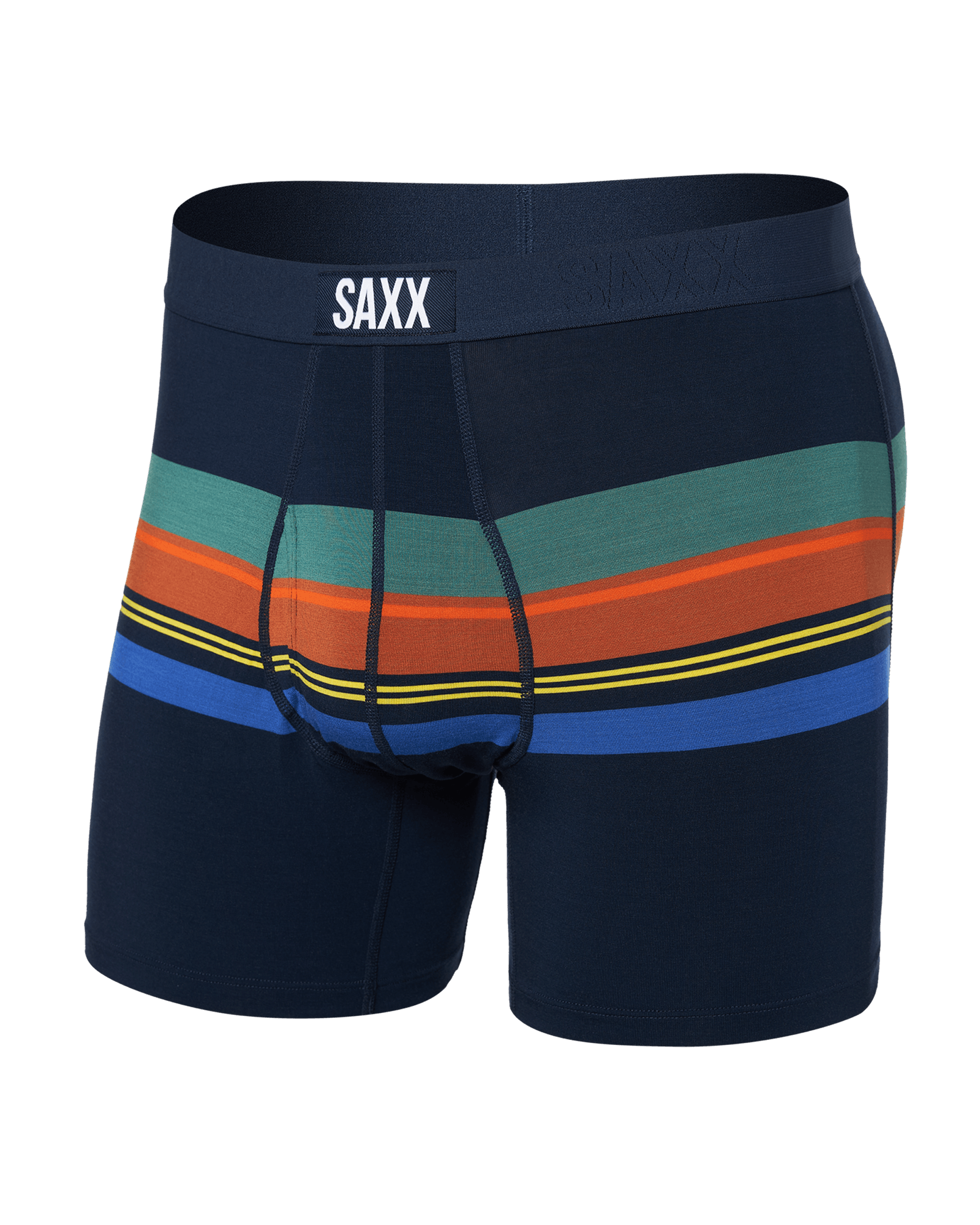 Front of Ultra Super Soft Boxer Brief in League Stripe-Navy