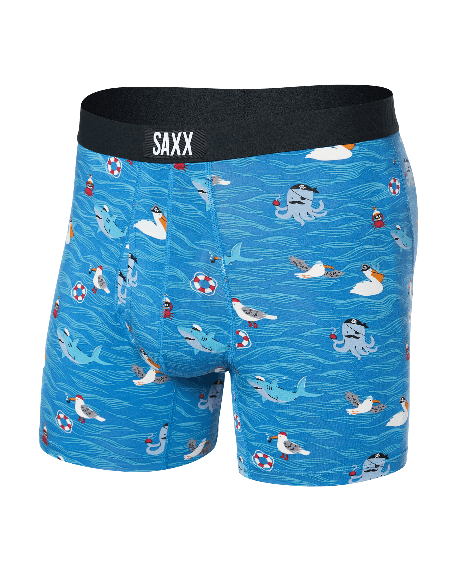 Front of Ultra Super Soft Boxer Brief Fly in Seas The Day-Lake Blue