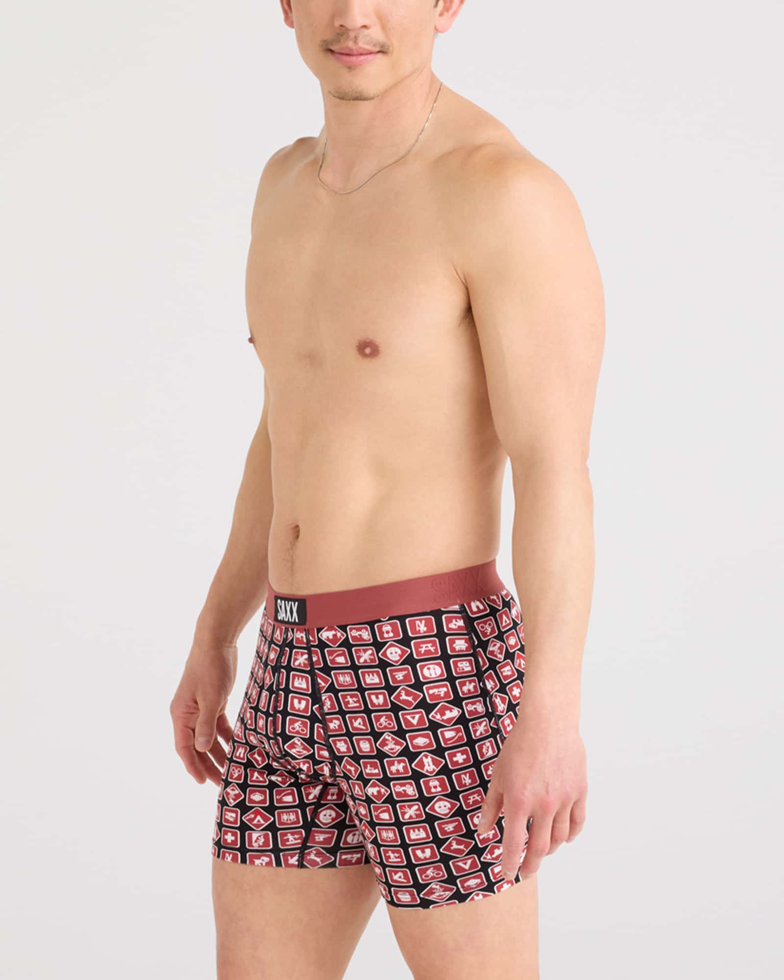 Front - Model wearing Ultra Super Soft Boxer Brief Fly in Sign Off-Black