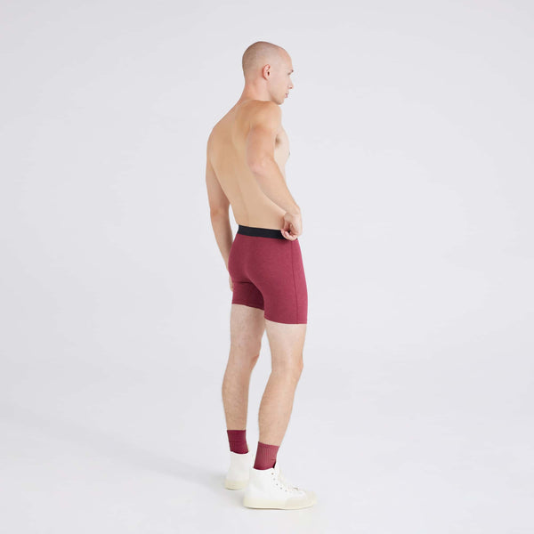 Back - Model wearing Ultra Super Soft Boxer Brief in Tibetan Red Heather