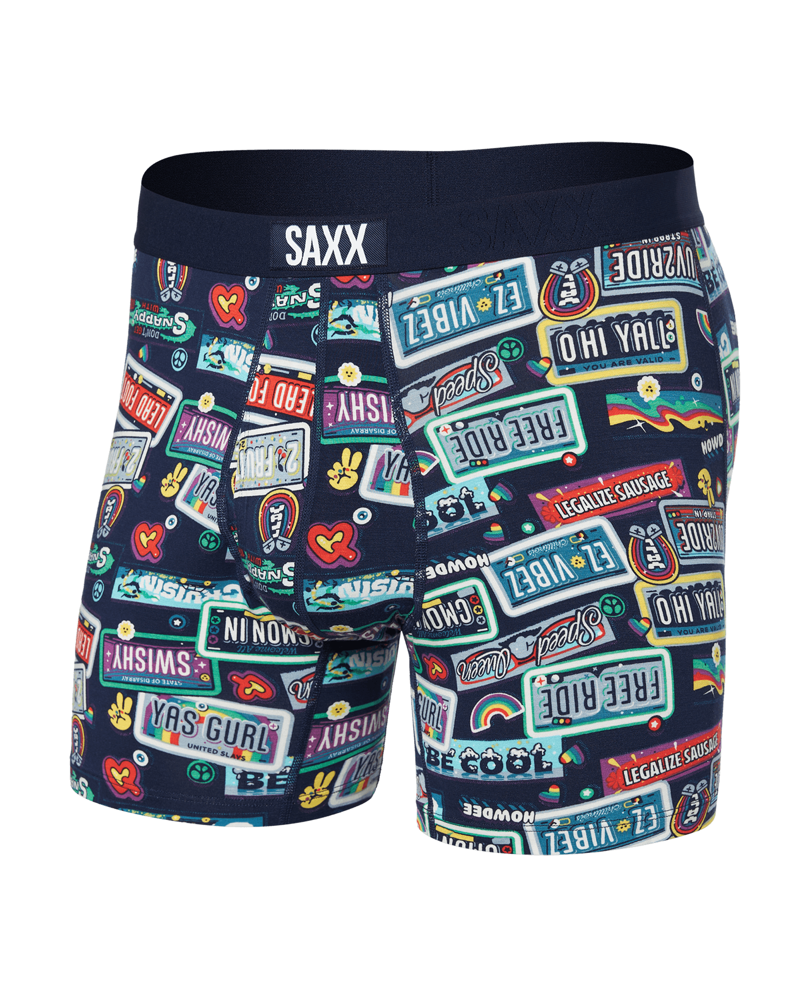 Front of Ultra Super Soft Boxer Brief in Vanity Plates-Maritime