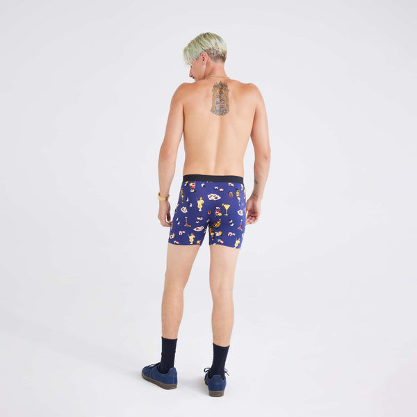 Back - Model wearing Ultra Super Soft Boxer Brief in Vice Squad- Astro Blue