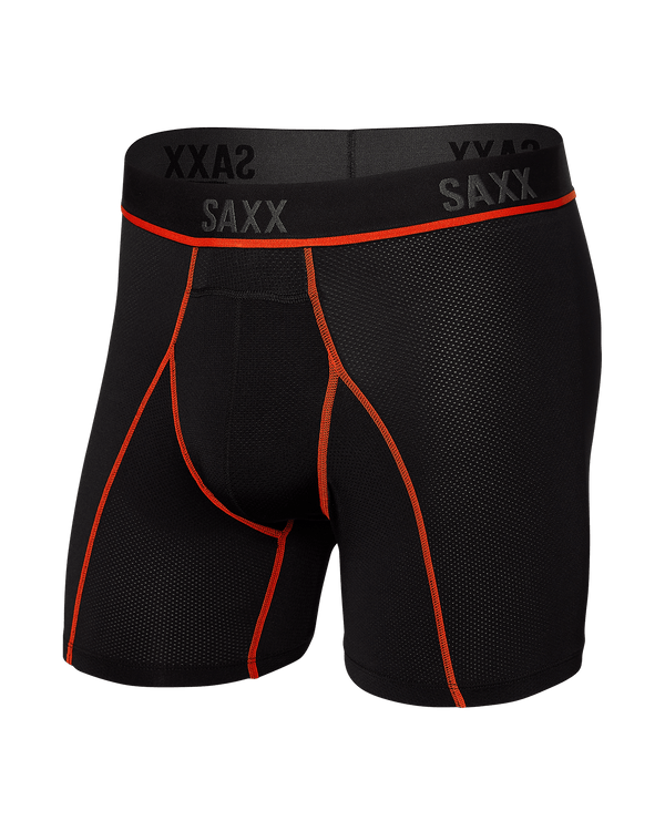 Front of Kinetic HD Boxer Brief in Black/Vermillion