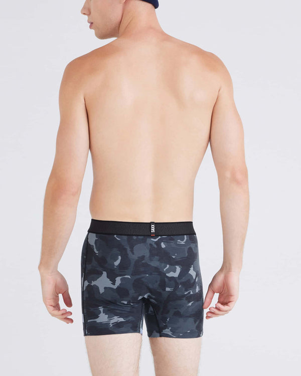 Back - Model wearing Roast Master Mid-Weight Boxer Brief Fly in Daybreak Camo-Flintstone