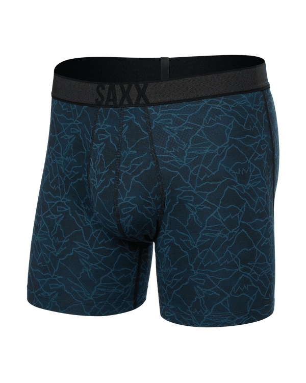 Front of Roast Master Baselayer Mid-Weight Boxer Brief in Sketchy Mountain-Teal