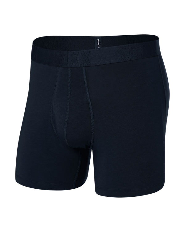 Front of Droptemp Cooling Cotton Boxer Brief Fly in Dark Ink