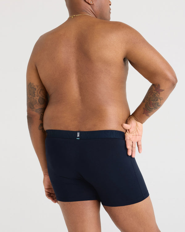 Back - Model wearing Droptemp Cooling Cotton Boxer Brief Fly in Dark Ink