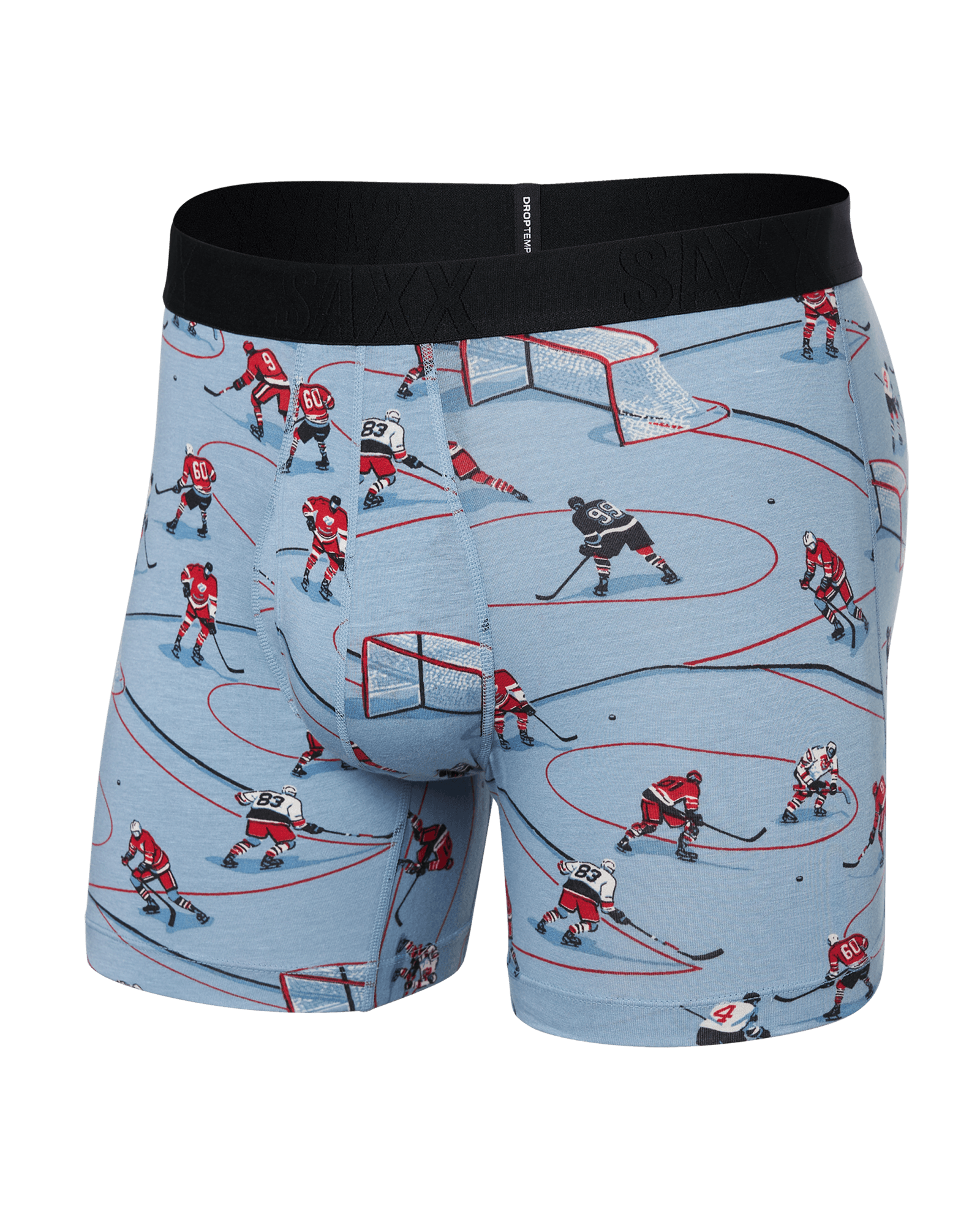 Front of Droptemp® Cooling Cotton Boxer Brief in Hockey Heroes-Dusty Blue
