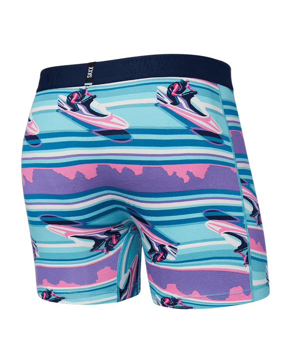 Back of DropTemp Cooling Cotton Boxer Brief in Jetski Stripe- Pool