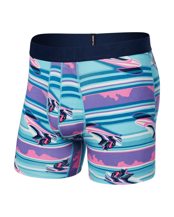 Front of DropTemp Cooling Cotton Boxer Brief in Jetski Stripe- Pool