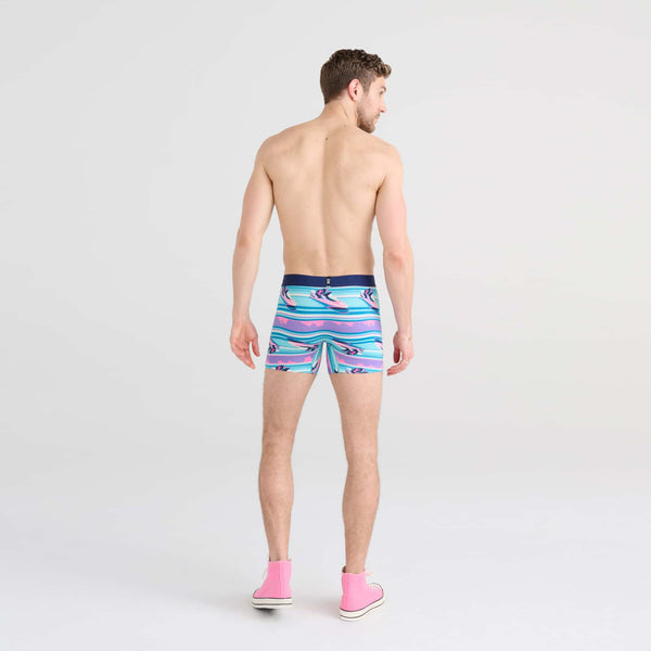 Back - Model wearing DropTemp Cooling Cotton Boxer Brief in Jetski Stripe- Pool