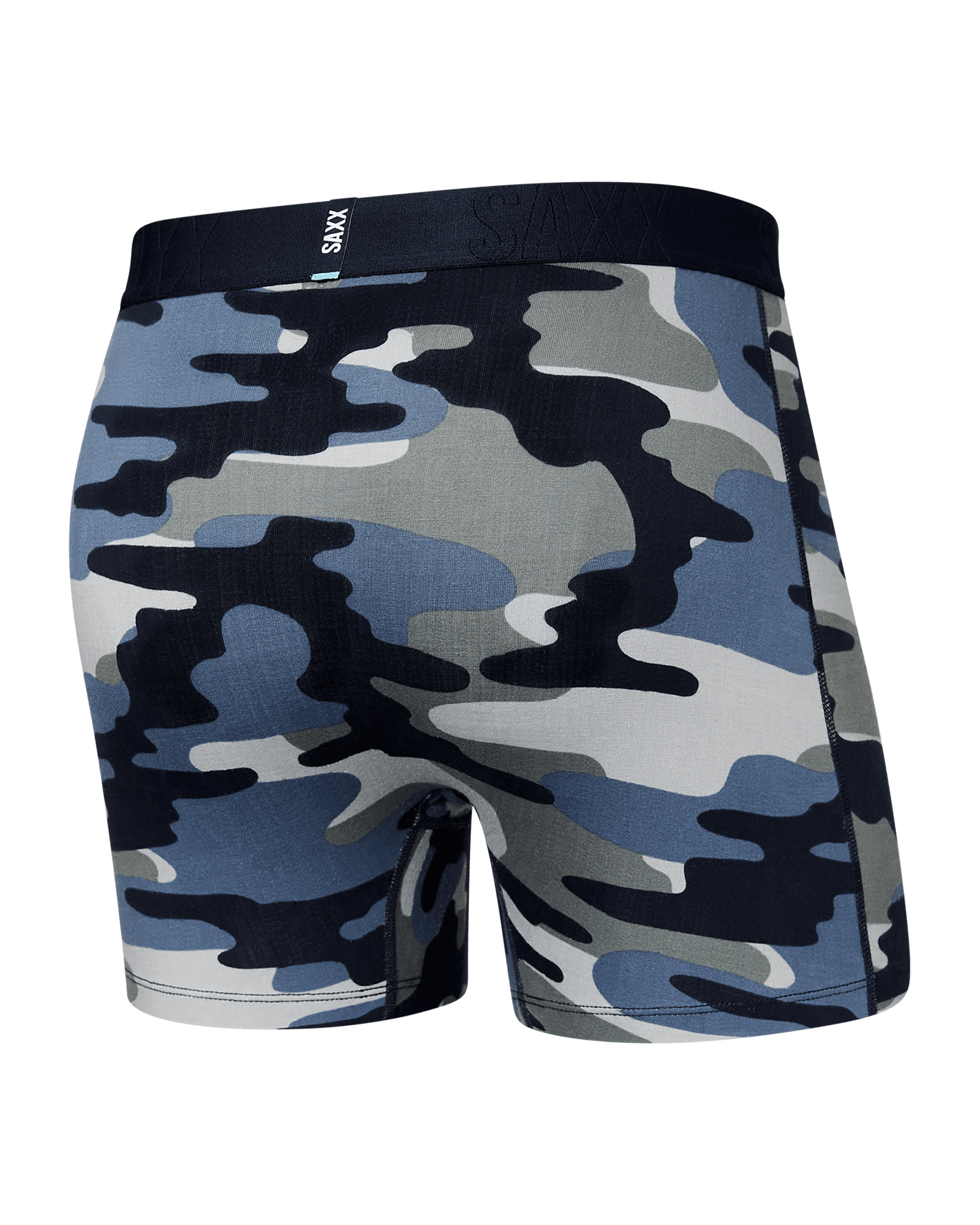 Back of DropTemp Cooling Cotton Boxer Brief in Tidal Camo- Blue