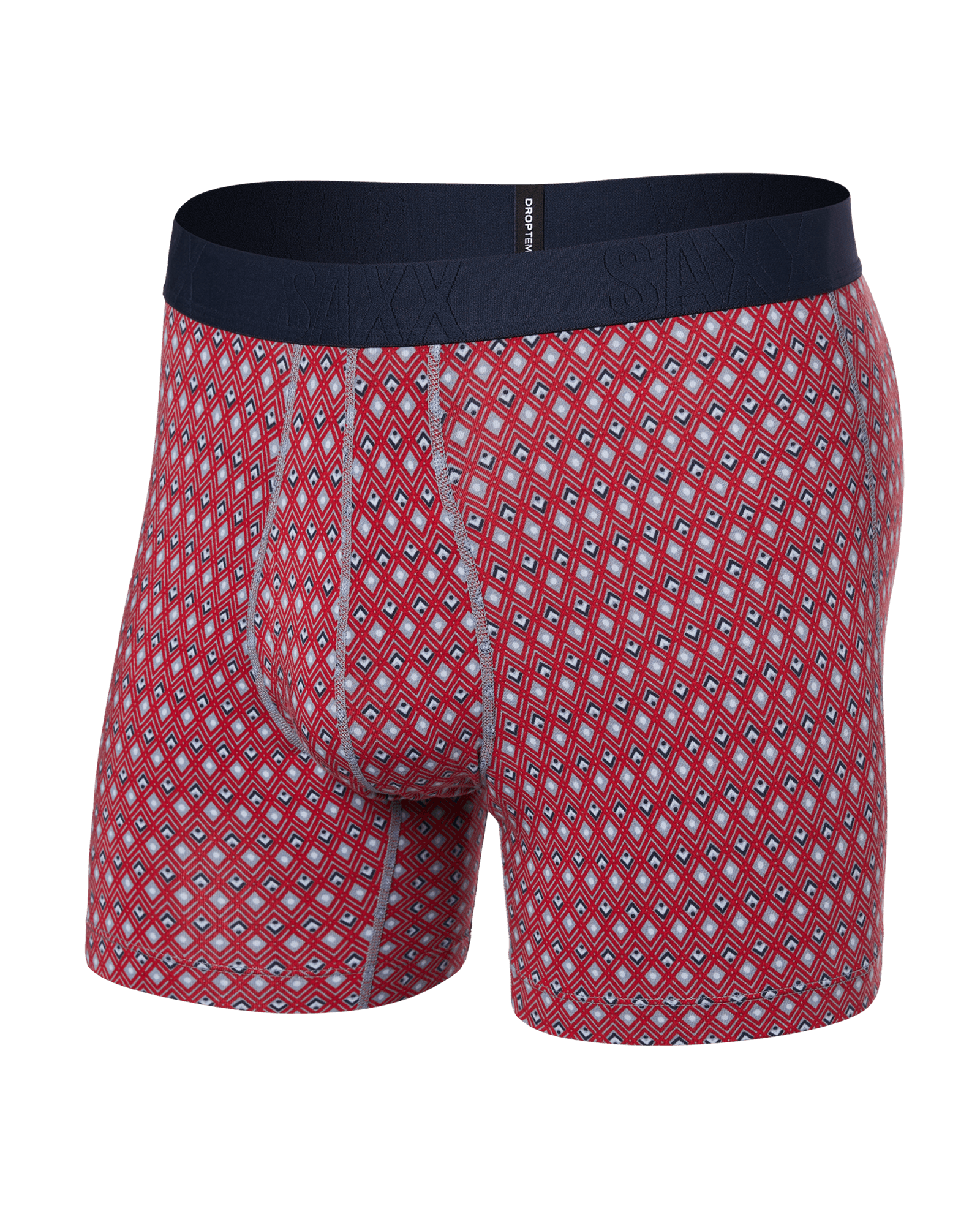 Front of Droptemp® Cooling Cotton Boxer Brief in Vintage Geo-Red