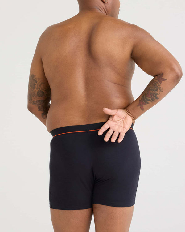 Back - Model wearing Non-Stop Stretch Cotton Boxer Brief Fly in Black