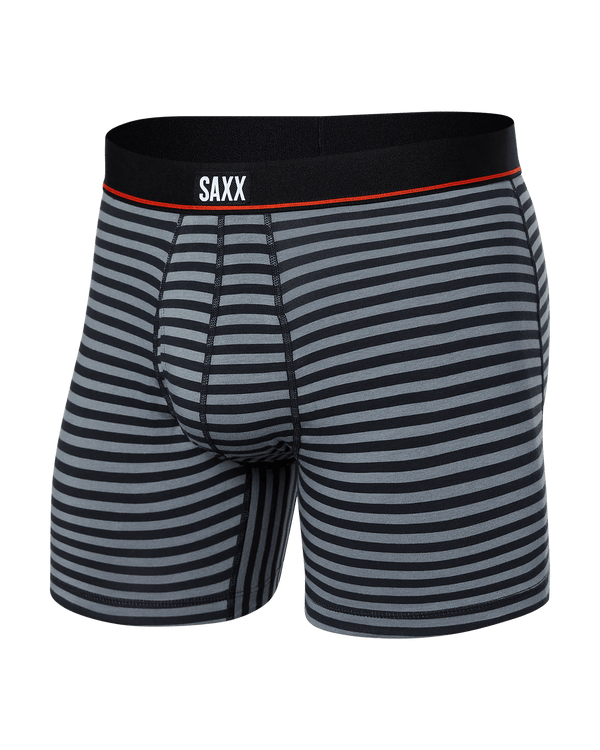 Front of Non-Stop Stretch Cotton Boxer Brief in Hiker Stripe- Grey