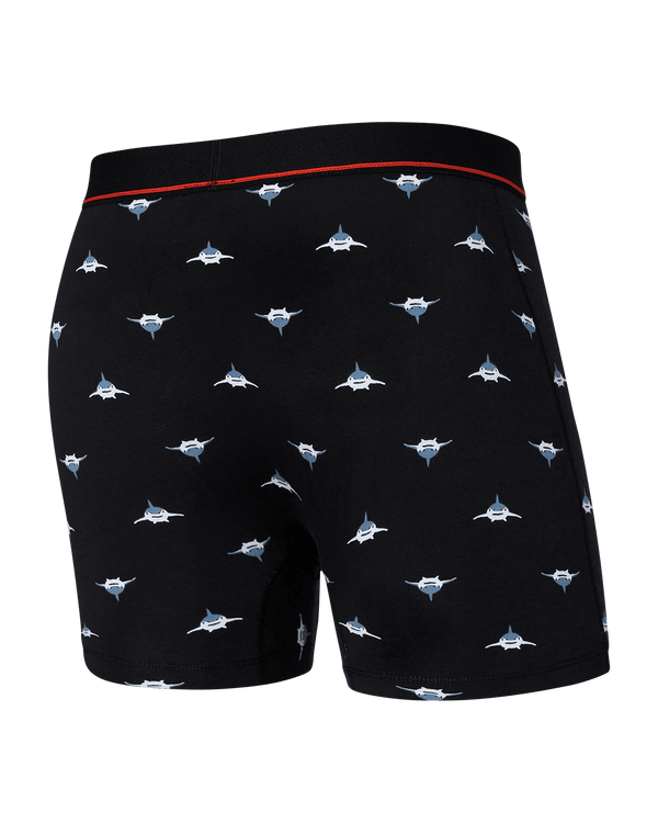 Back of Non-Stop Stretch Cotton Boxer Brief Fly in Mini Predator- Black