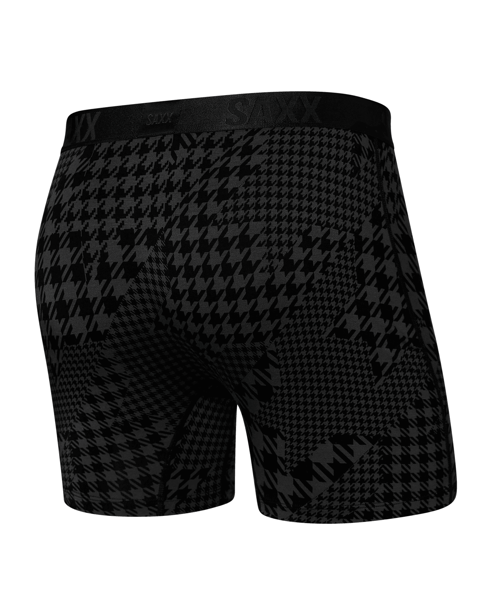 Back of 22nd Century Silk Boxer Brief in Dogstooth Camo- Black