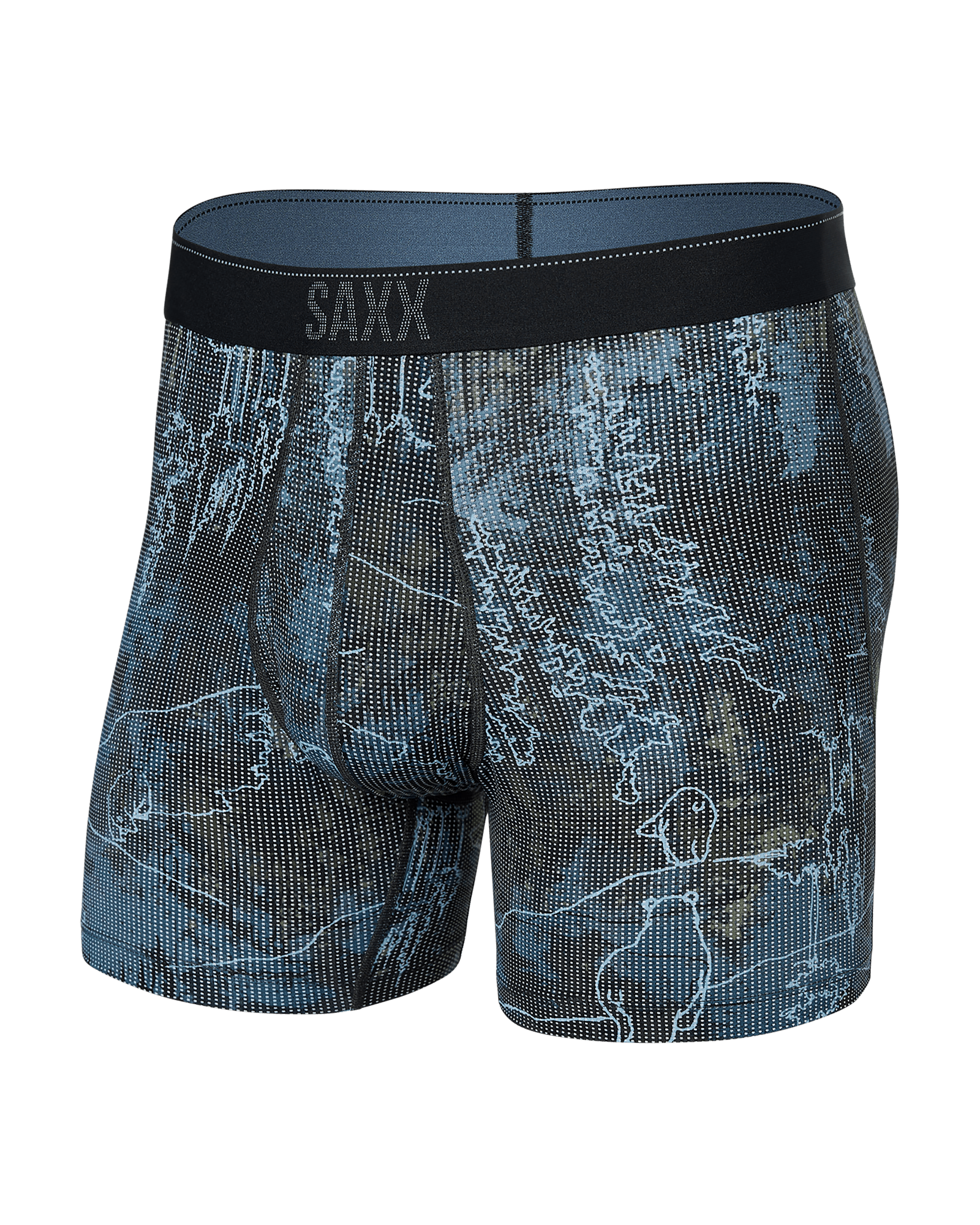 Front of Quest Quick Dry Mesh Boxer Brief Fly in Smokey Mountains- Multi