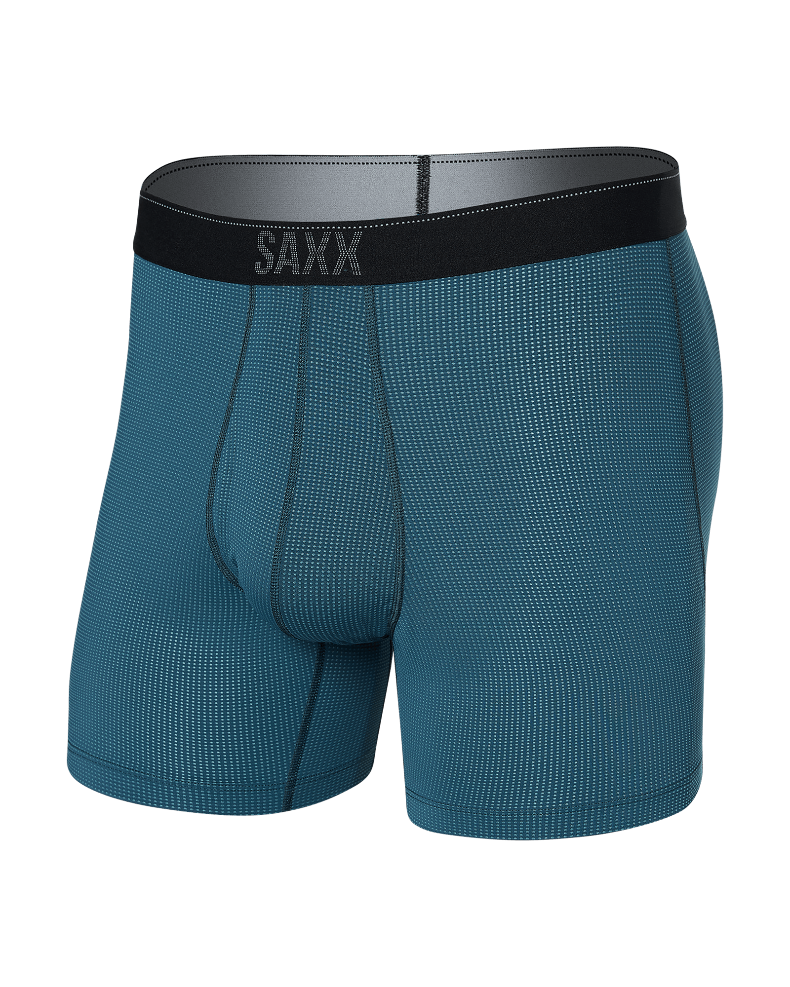 Front of Quest Quick Dry Mesh Boxer Brief Fly in Storm Blue