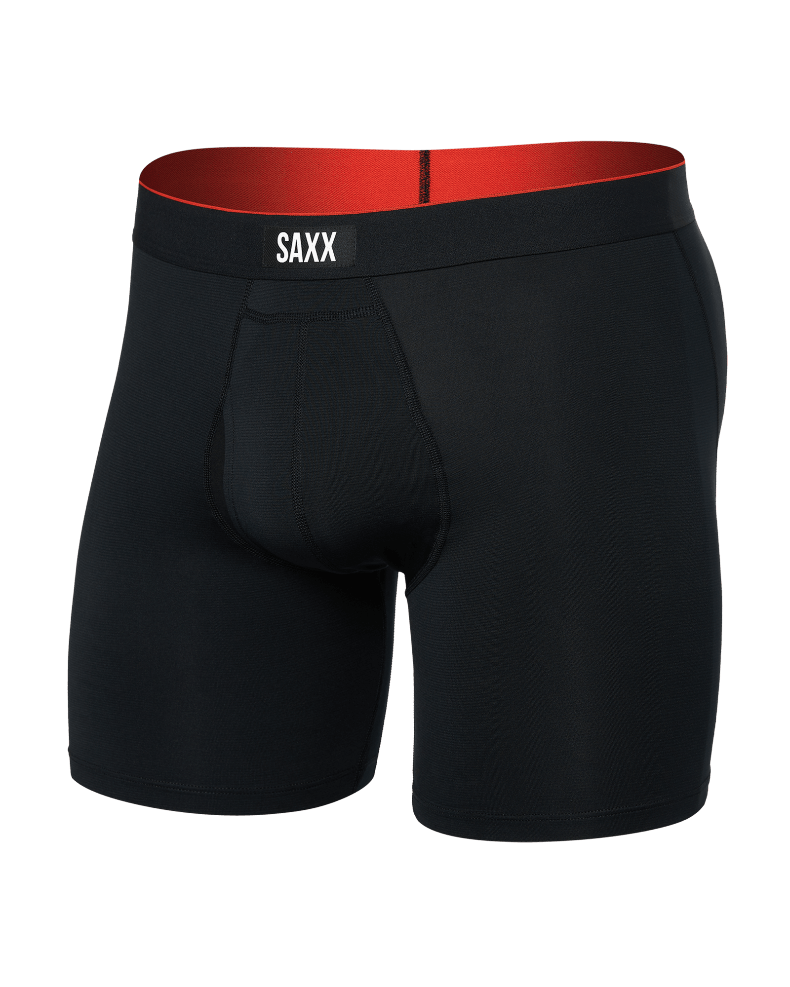 Front of Multi-Sport Mesh Boxer Brief in Black