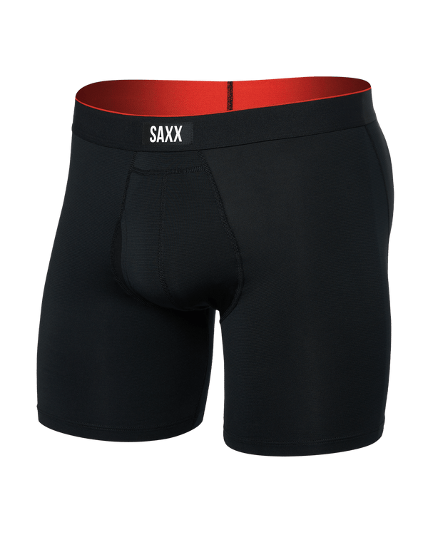 Front of Multi-Sport Mesh Boxer Brief in Black