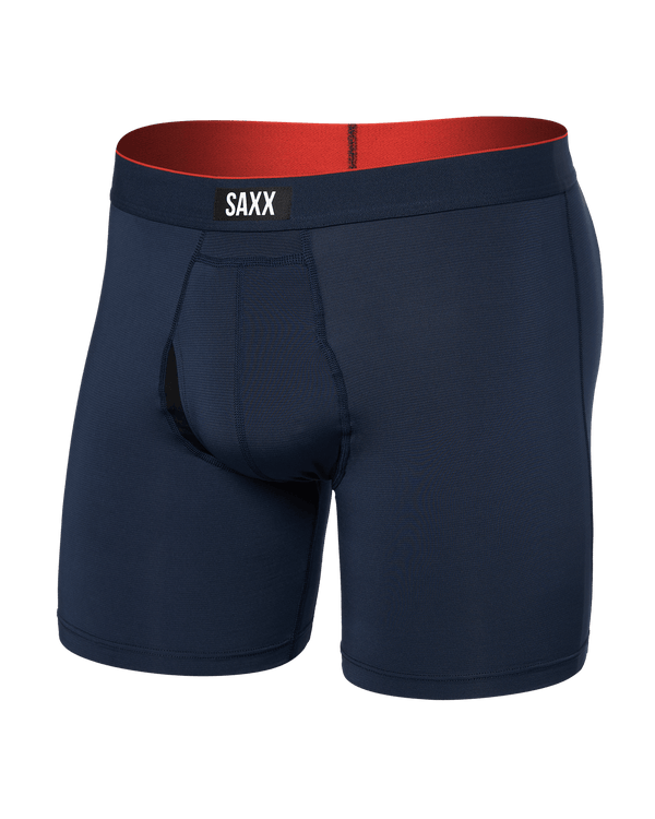 Front of Multi-Sport Mesh Boxer Brief in Navy