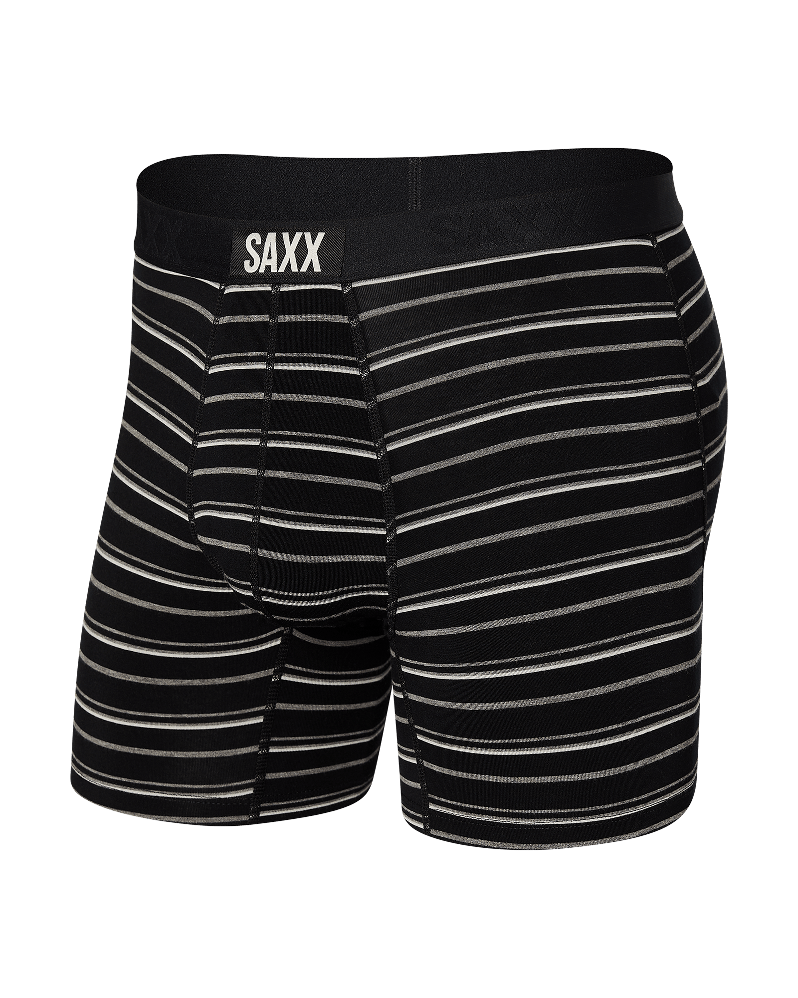 Front of Vibe Boxer Brief in Black Coast Stripe