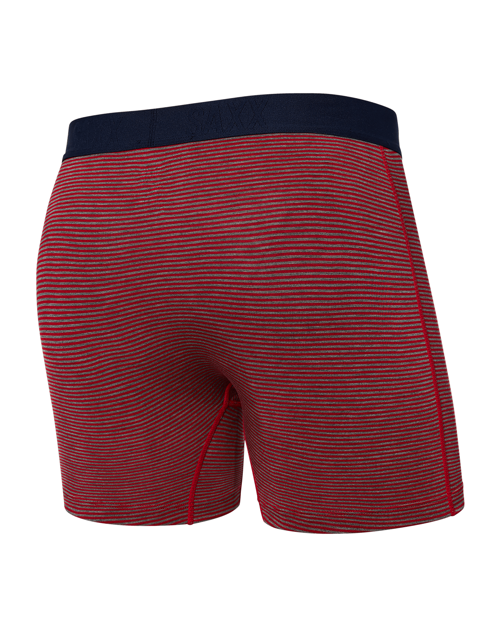 Back of Vibe Boxer Brief in Mini Stripe- Cherry