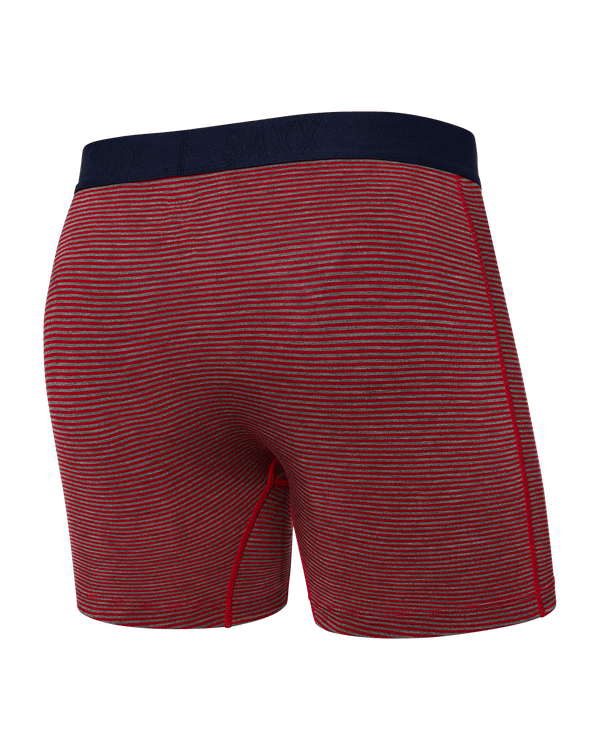 Back of Vibe Boxer Brief in Mini Stripe- Cherry