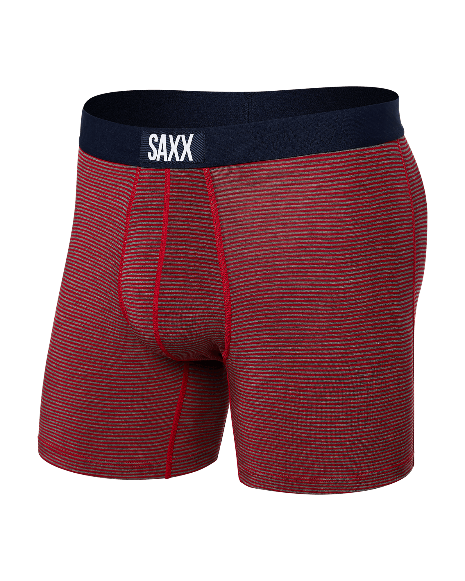 Front of Vibe Boxer Brief in Mini Stripe- Cherry