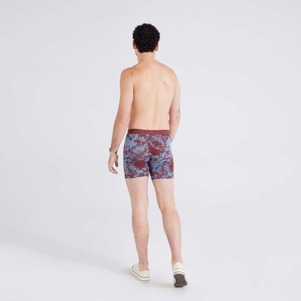 Back - Model wearing Vibe Super Soft Boxer Brief in Shadow Tropics-Andorra