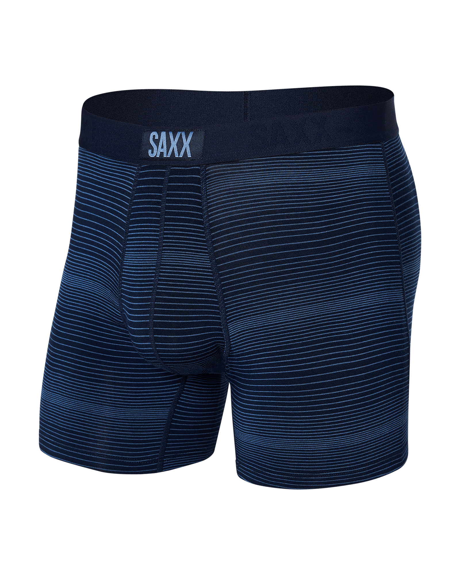 Front of Vibe Super Soft Boxer Brief in Variegated Stripe- Maritme