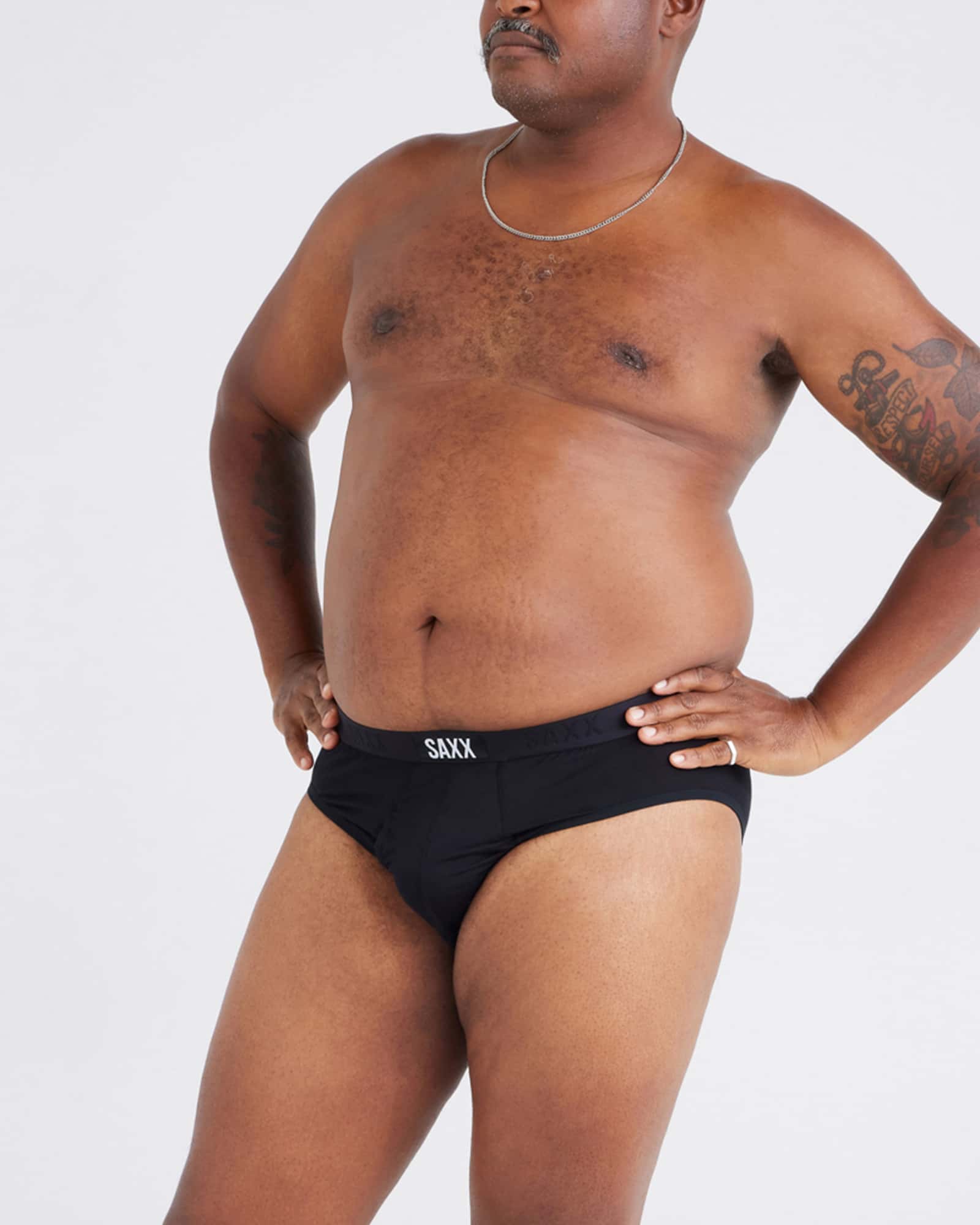 Front - Model wearing Ultra Super Soft Brief Fly 2Pk in Black/Navy