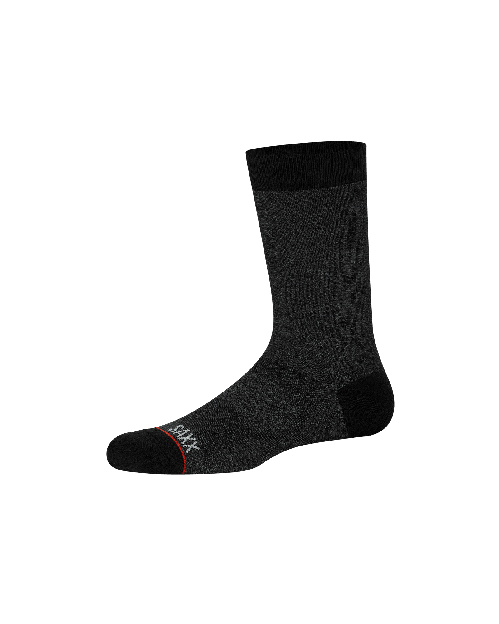 Front of Whole Package Crew Sock in Black Heather