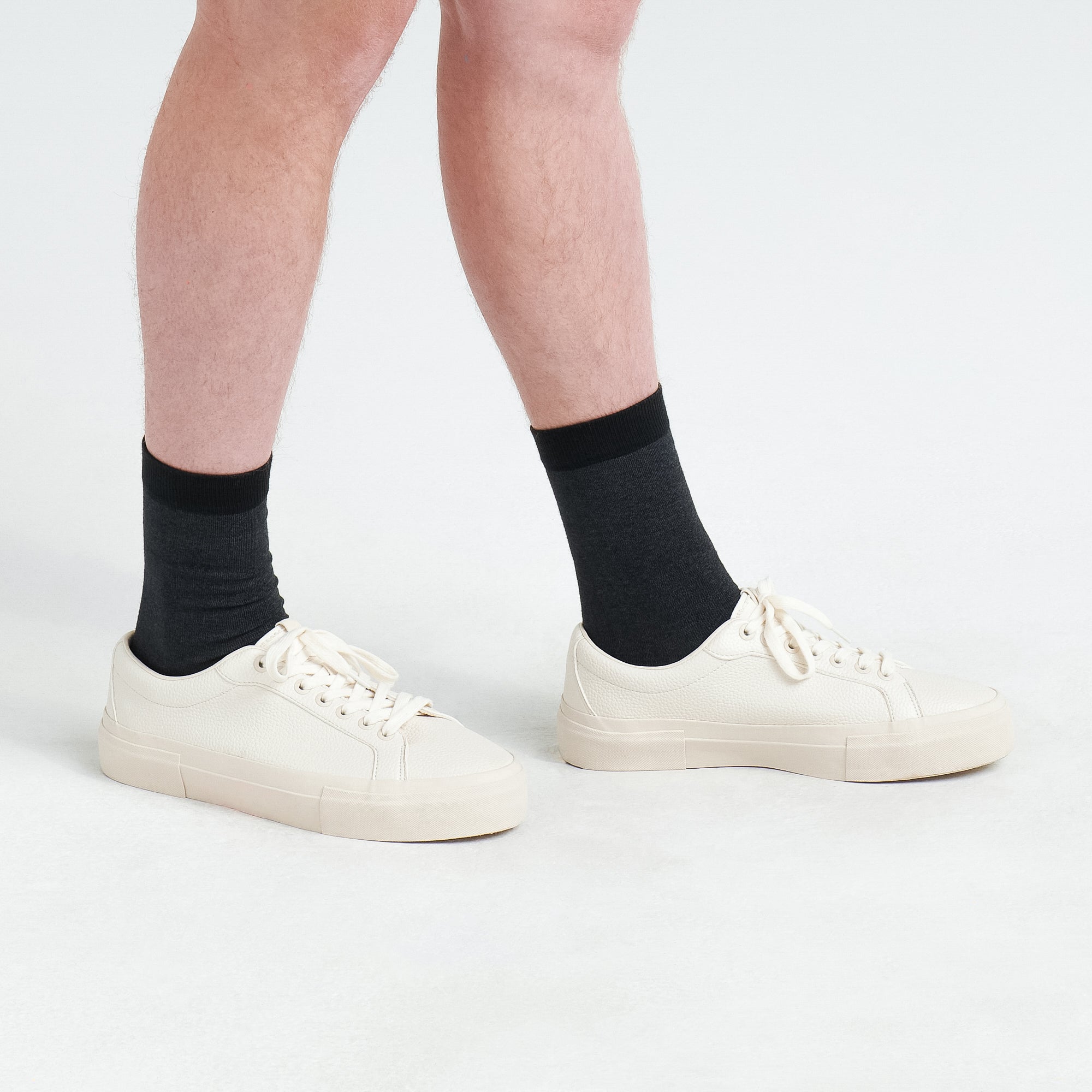 Front - Model wearing Whole Package Crew Sock in Black Heather