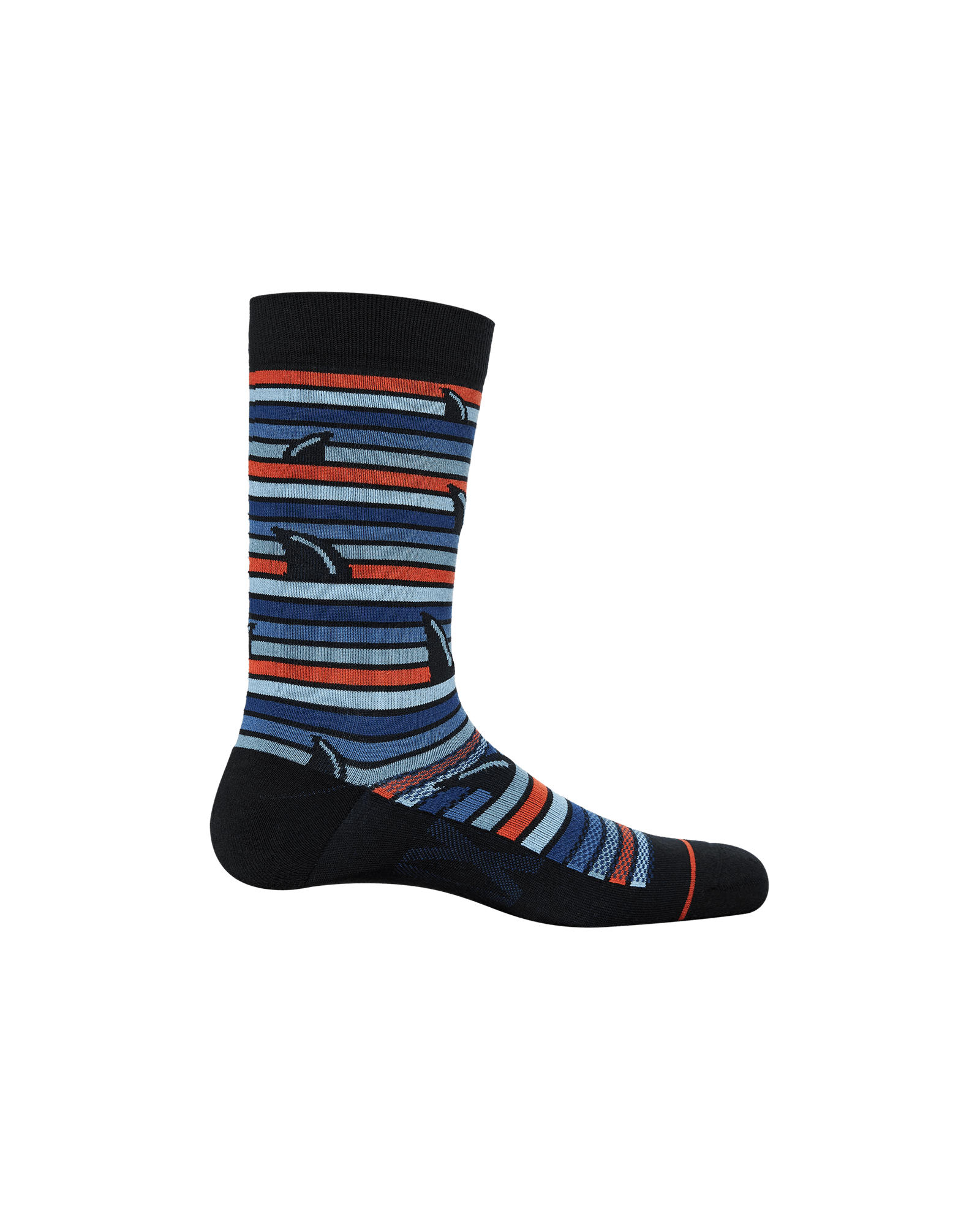 Back of Whole Package Crew Sock in Fins- Blue Multi