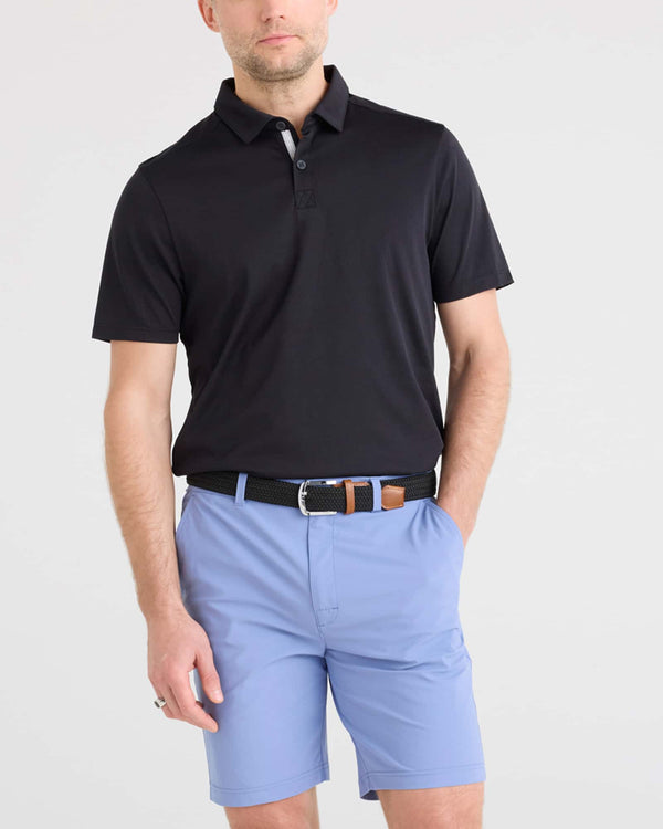 Front - Model wearing Droptemp Dry Polo in Black