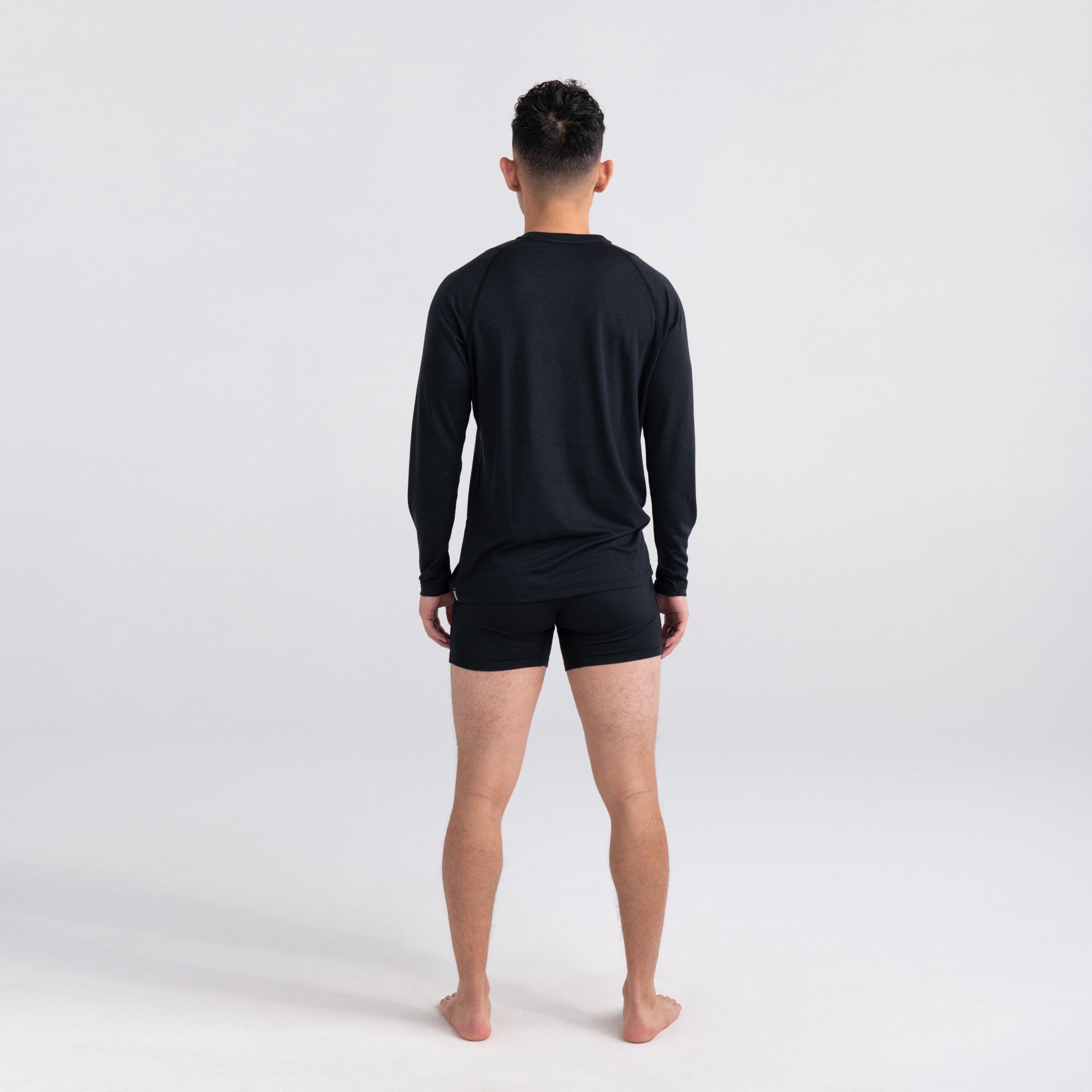 Back - Model wearing Roast Master Boxer Brief Baselayer in Black