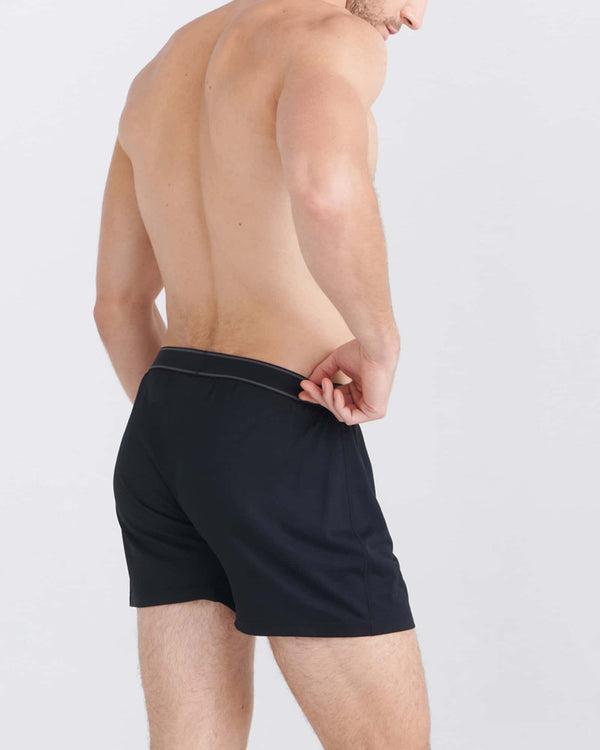 Back - Model wearing Daytripper Boxer Short Fly in Black