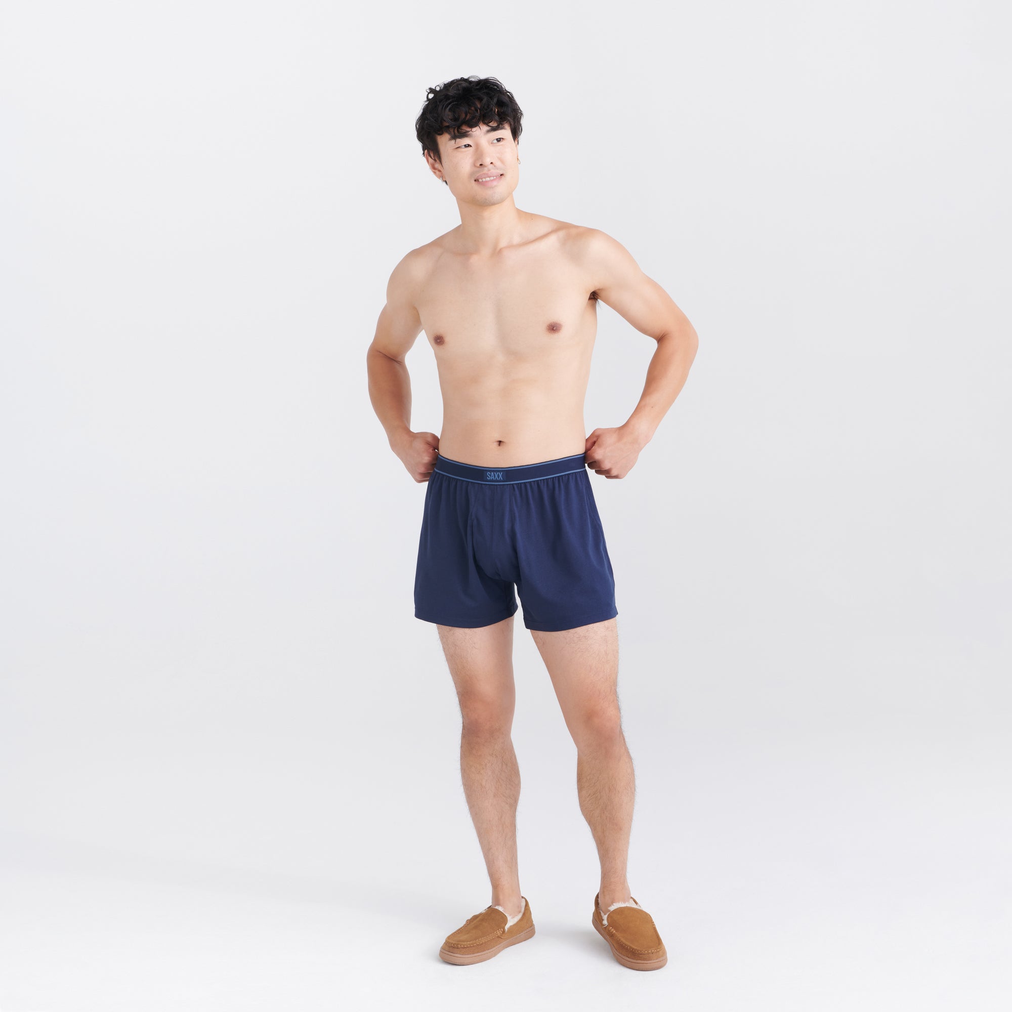 Front - Model wearing Daytripper Loose Boxer Fly in Navy Heather