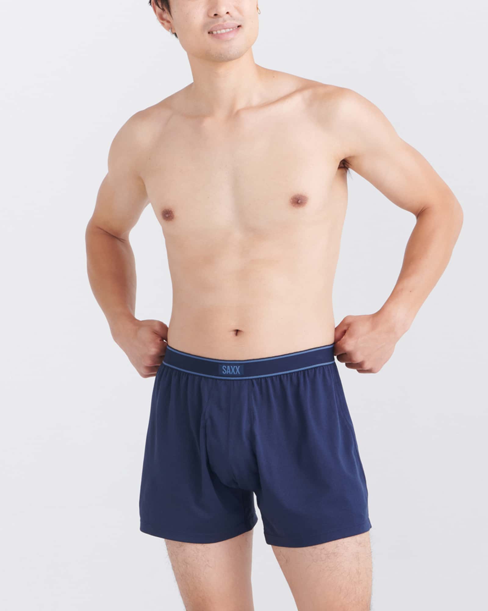 Front - Model wearing Daytripper Boxer Short Fly in Navy Heather