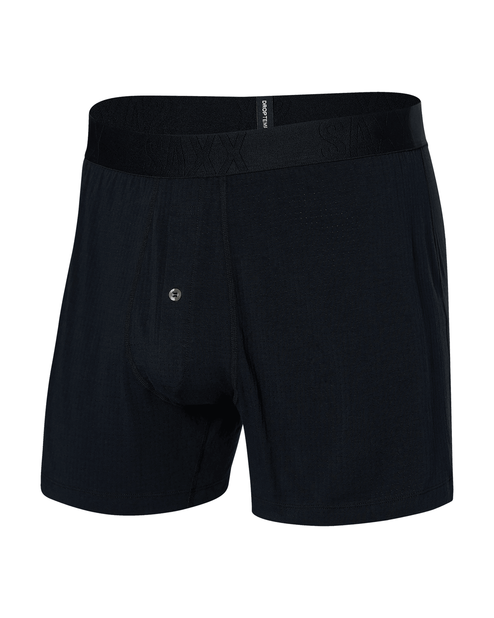 Front of Droptemp Cooling Sleep Loose Boxer Fly in Black