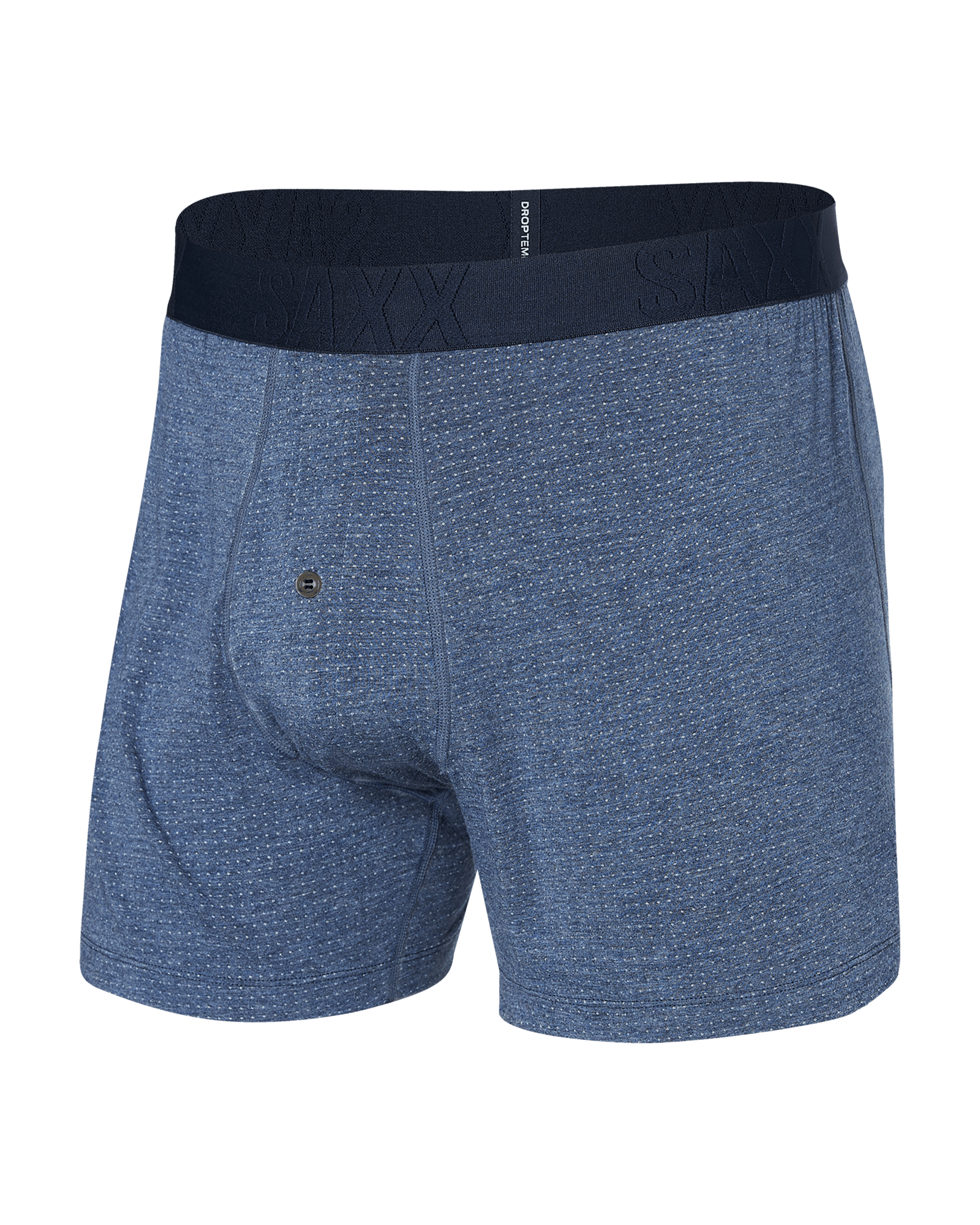 Front of Droptemp Cooling Sleep Loose Boxer Fly in Dark Denim Heather