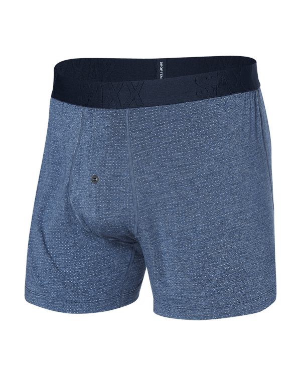 Front of Droptemp Cooling Sleep Loose Boxer Fly in Dark Denim Heather