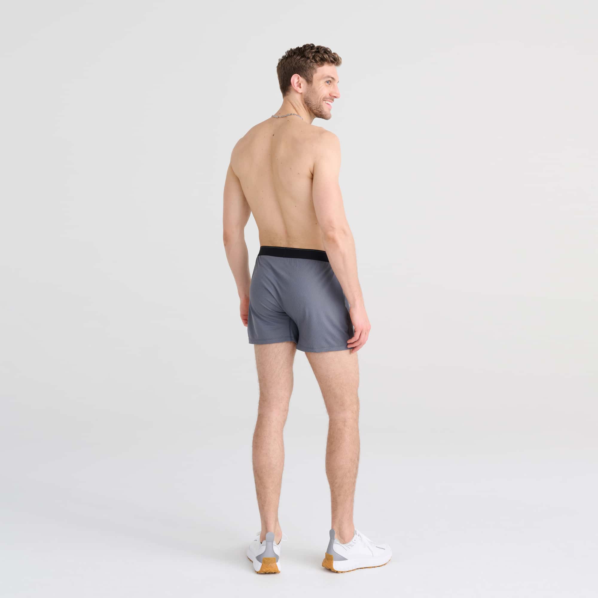 Back - Model wearing Quest Baselayer Boxer in Turbulence