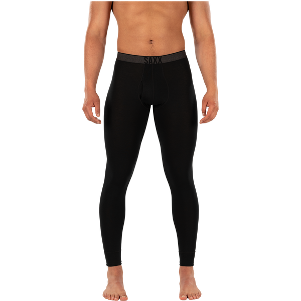 Front - Model wearing Roast Master Bottom Fly Baselayer in Black