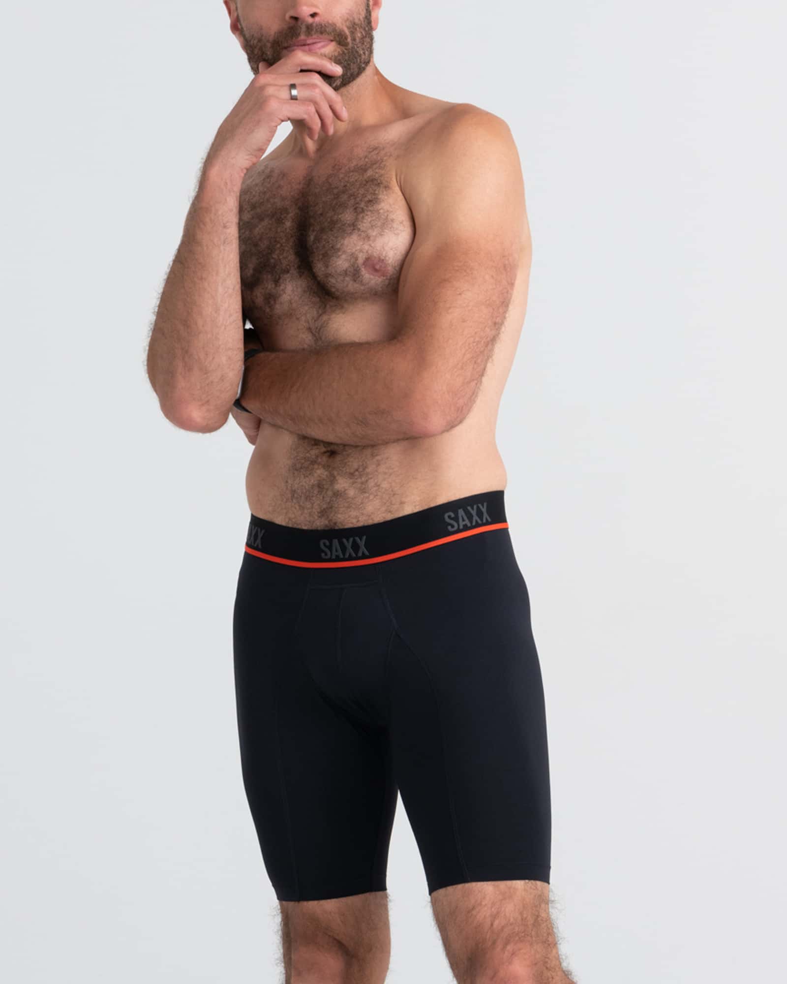 Front - Model wearing Kinetic Light-Compression Mesh Long Leg in Black