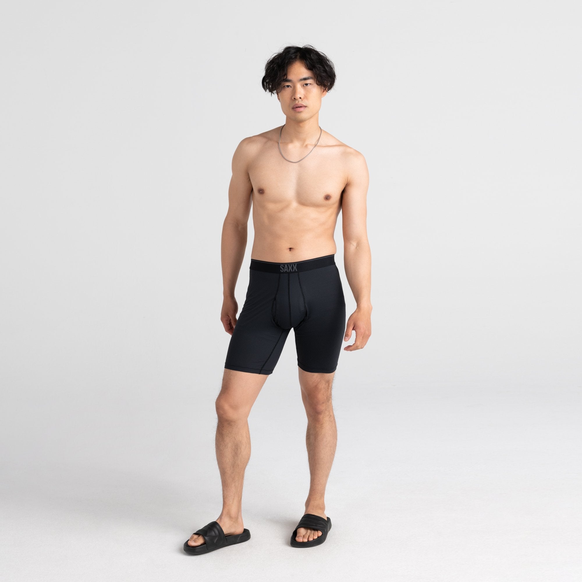 Front - Model wearing Quest Long Leg Fly in Black