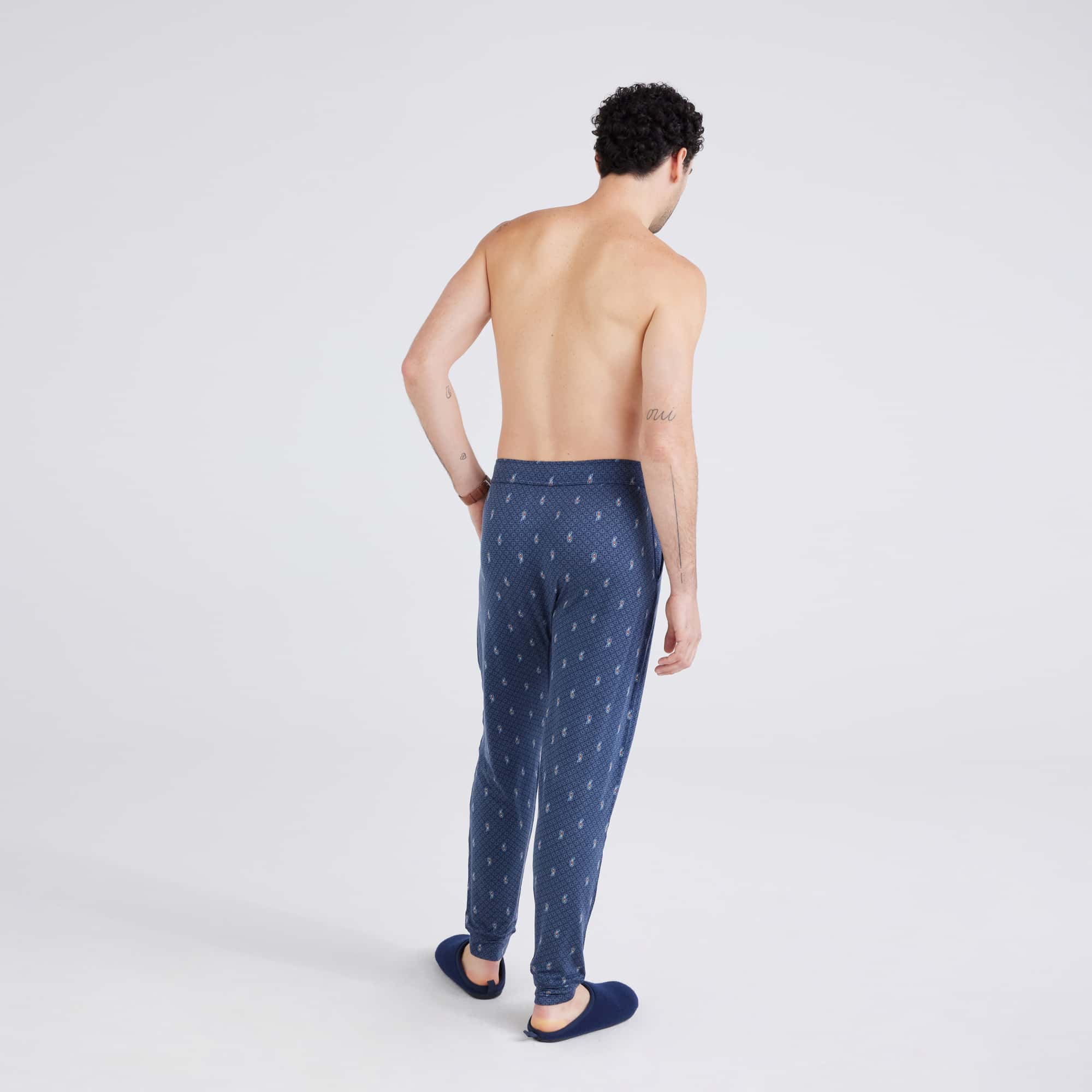 Back - Model wearing Snooze Sleep Pant in Paisley Tiles-Turbulence