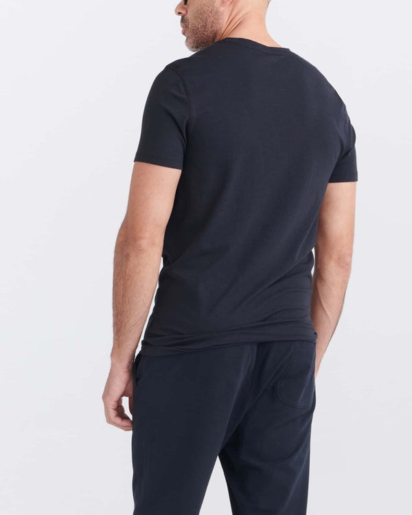 Back - Model wearing Droptemp Cooling Cotton Crew in Black